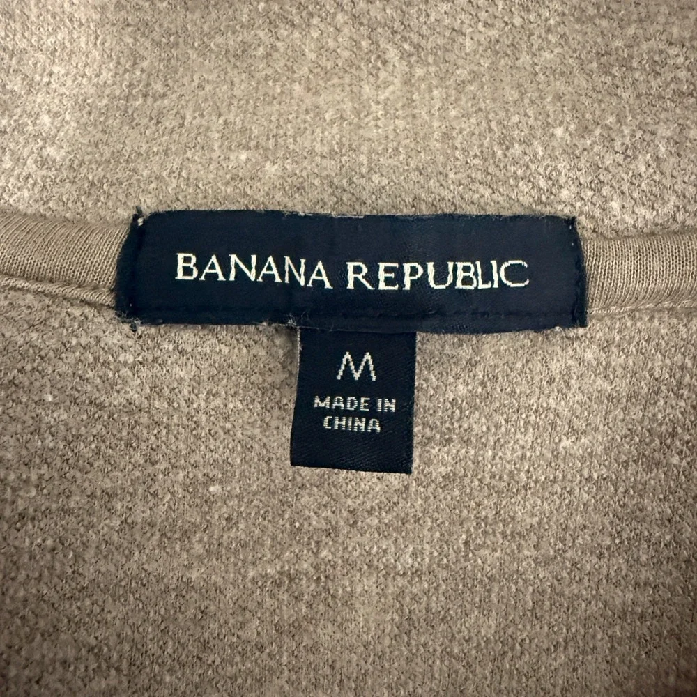 Banana Republic Mens Tan Khaki Waffle Knit Quarter Zip Pullover Sweater M